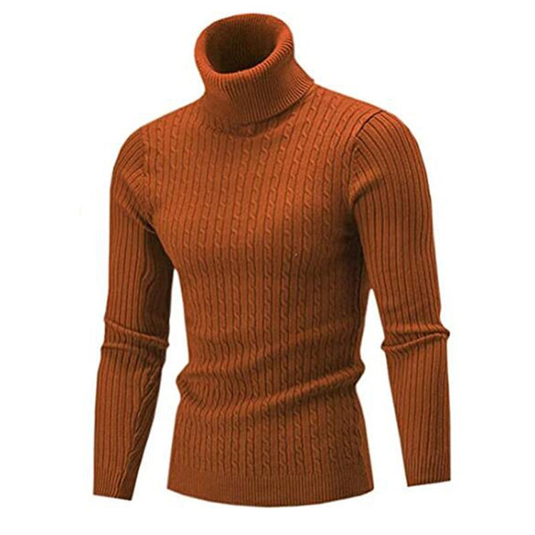 High-Collar Long-Sleeved Men Sweater Casual Thread Knit Clothes, Size: