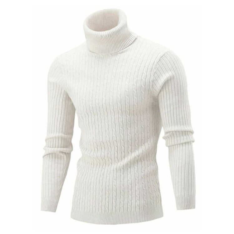 High-Collar Long-Sleeved Men Sweater Casual Thread Knit Clothes, Size: