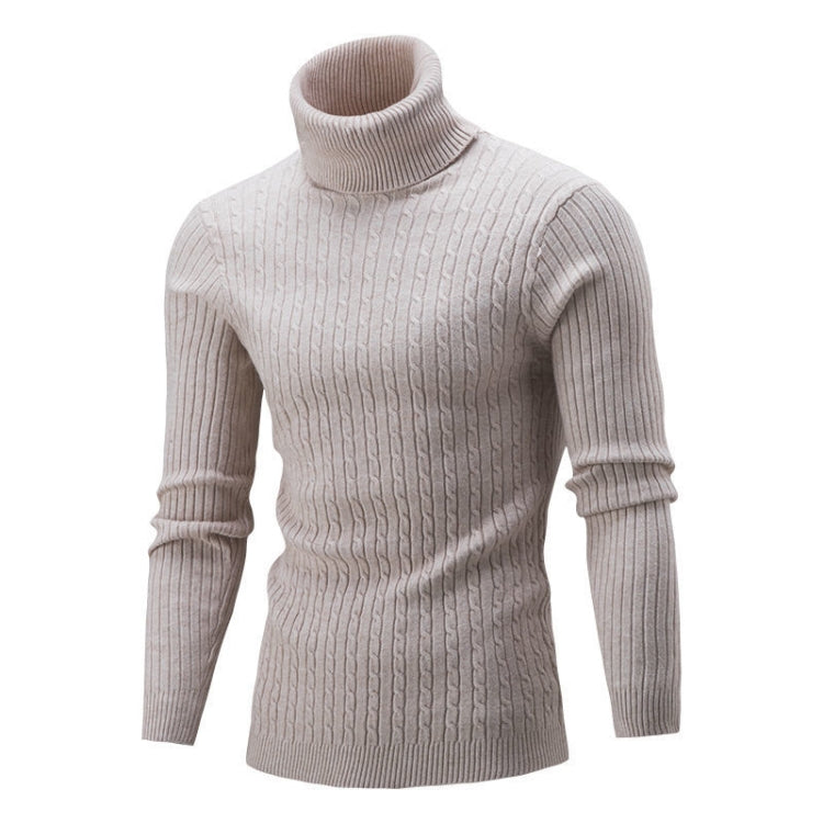 High-Collar Long-Sleeved Men Sweater Casual Thread Knit Clothes, Size: