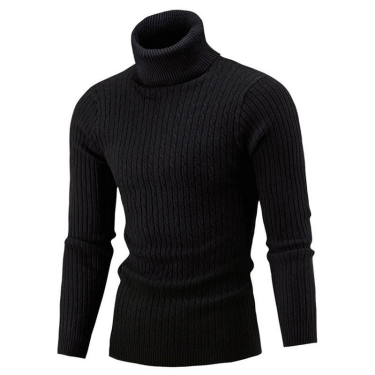 High-Collar Long-Sleeved Men Sweater Casual Thread Knit Clothes, Size: