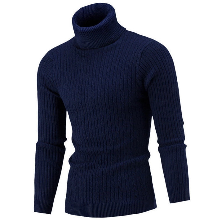 High-Collar Long-Sleeved Men Sweater Casual Thread Knit Clothes, Size: