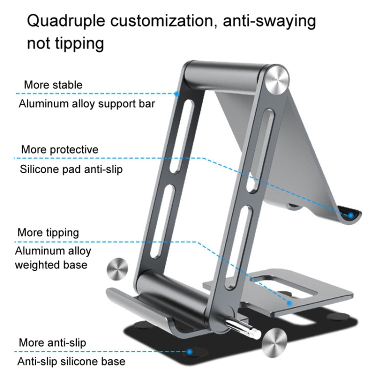 Double Folding Aluminum Tablet Phone Stand Desktop Holder