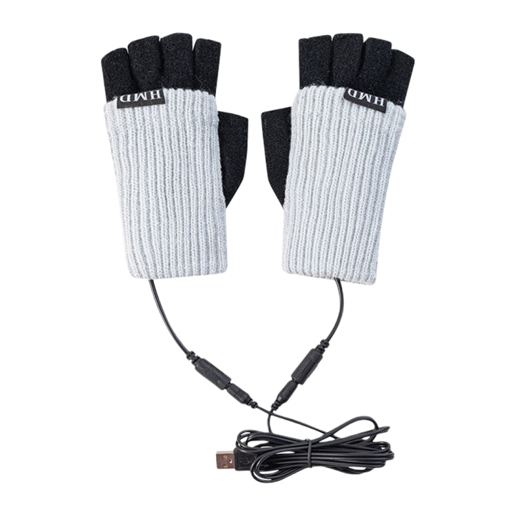 Winter USB Rechargeable Heated Half Finger Gloves, Size: Free Size