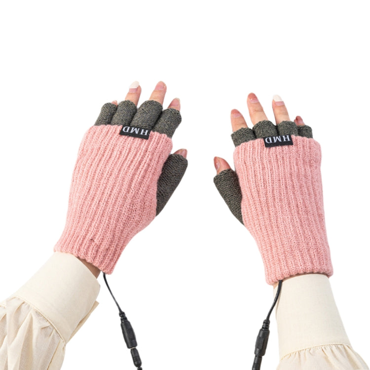 Winter USB Rechargeable Heated Half Finger Gloves, Size: Free Size