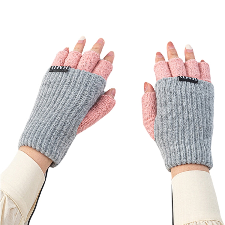 Winter USB Rechargeable Heated Half Finger Gloves, Size: Free Size