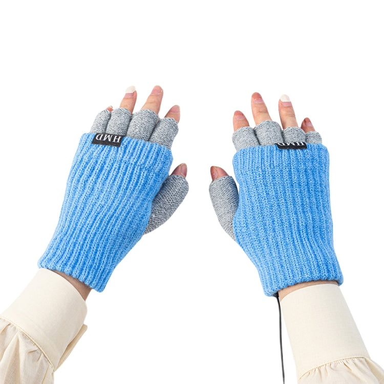 Winter USB Rechargeable Heated Half Finger Gloves, Size: Free Size
