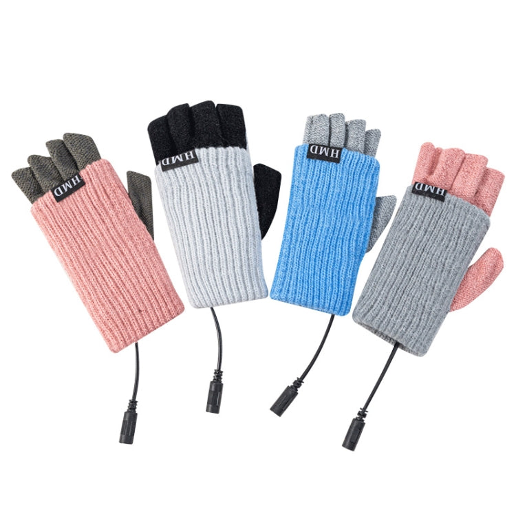 Winter USB Rechargeable Heated Half Finger Gloves, Size: Free Size