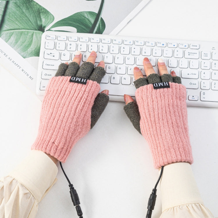 Winter USB Rechargeable Heated Half Finger Gloves, Size: Free Size