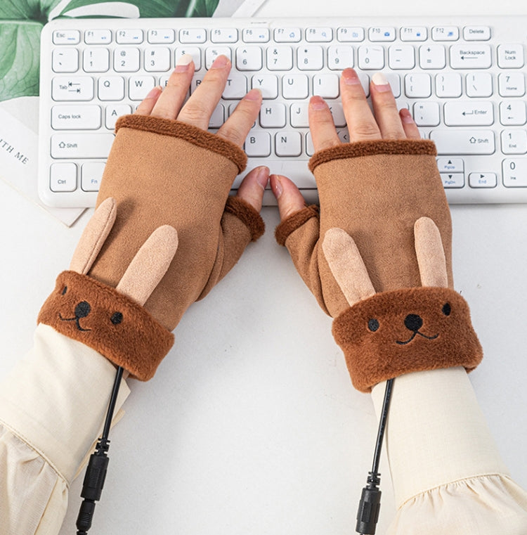 Winter USB Rechargeable Heated Half Palm Adult Gloves, Size: Free Size