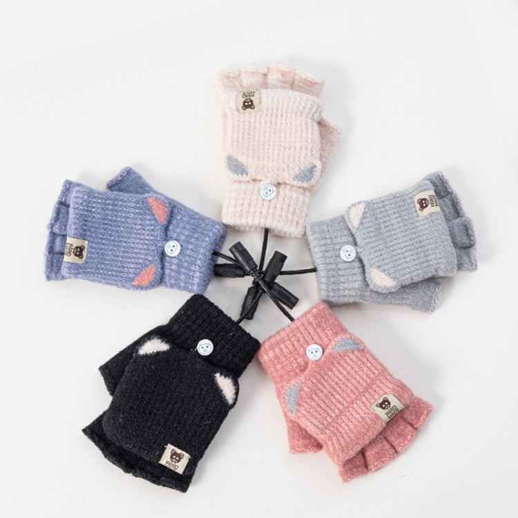 Winter Office USB Heating Warm Half Finger with Cover Gloves Heated Pad, Size: Free Size