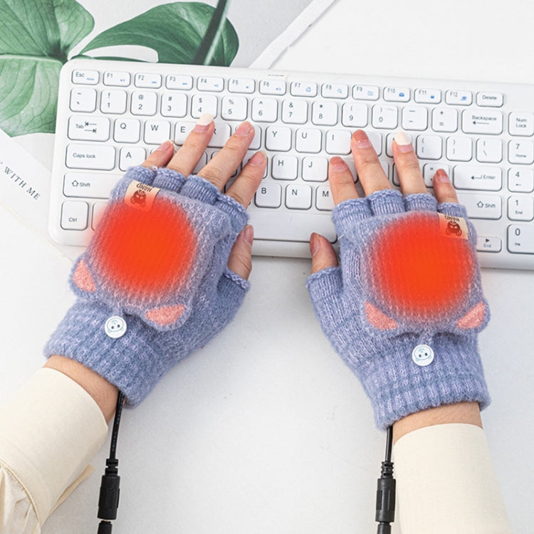 Winter Office USB Heating Warm Half Finger with Cover Gloves Heated Pad, Size: Free Size