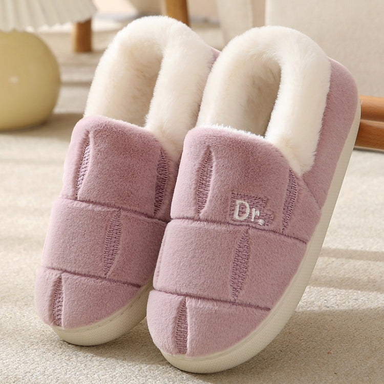 Autumn and Winter Plaid Thickened Warm Cotton Slippers Non-slip Home Cotton Shoes, Size: 40-41