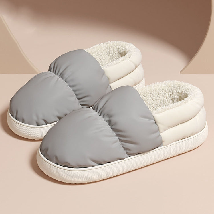 M-1178P Winter Home Waterproof Thick-soled Cotton Shoes Plush Warm Cotton Slippers, Size: 44-45(Dark Grey)