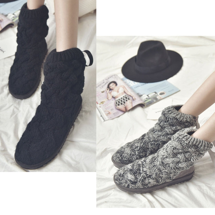 A1 Autumn and Winter Knitted Wool Fleece Thickened Non-slip Boots, Size: 35