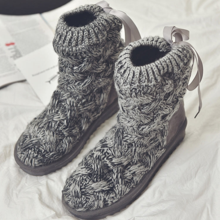 A1 Autumn and Winter Knitted Wool Fleece Thickened Non-slip Boots, Size: 36