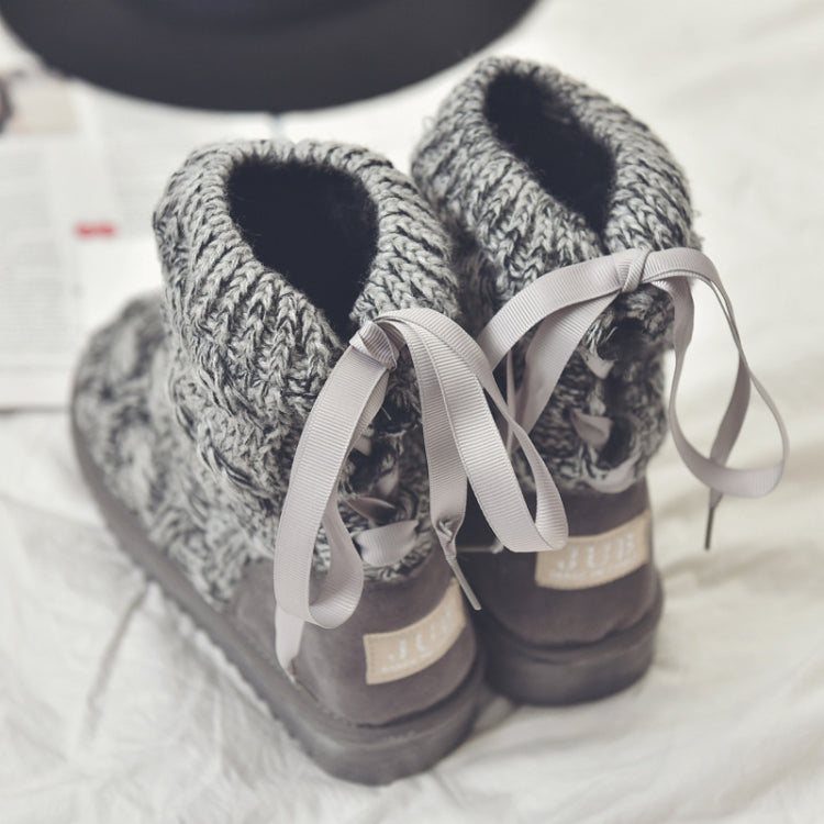 A1 Autumn and Winter Knitted Wool Fleece Thickened Non-slip Boots, Size: 36