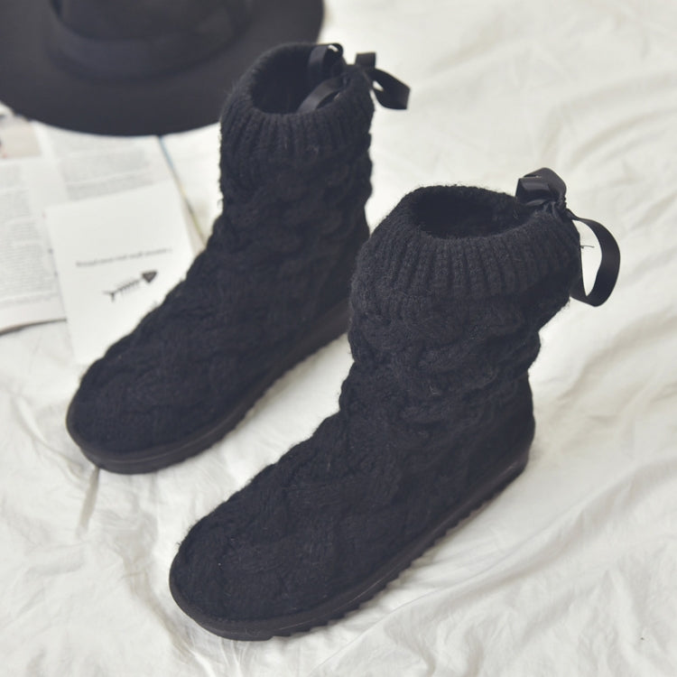 A1 Autumn and Winter Knitted Wool Fleece Thickened Non-slip Boots, Size: 37
