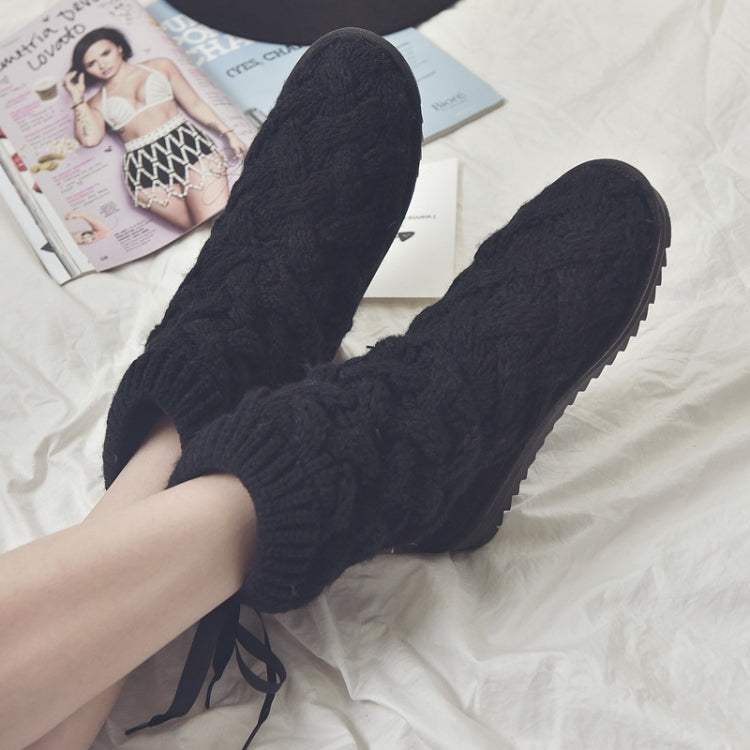 A1 Autumn and Winter Knitted Wool Fleece Thickened Non-slip Boots, Size: 38