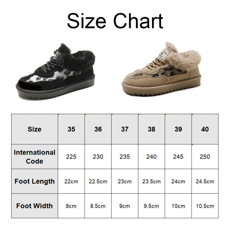 C18 Autumn and Winter Round Toe Leopard Print Fleece Warm Snow Boots, Size: 39
