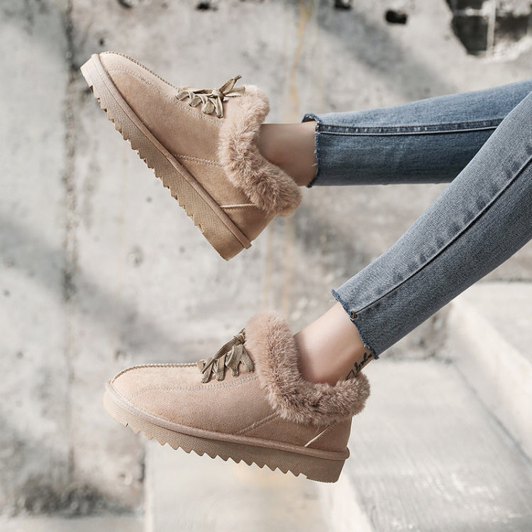 C12 Autumn and Winter Plush Warm Lace-up Snow Boots Casual Cotton Shoes, Size: 36