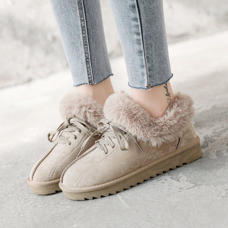 C12 Autumn and Winter Plush Warm Lace-up Snow Boots Casual Cotton Shoes, Size: 36