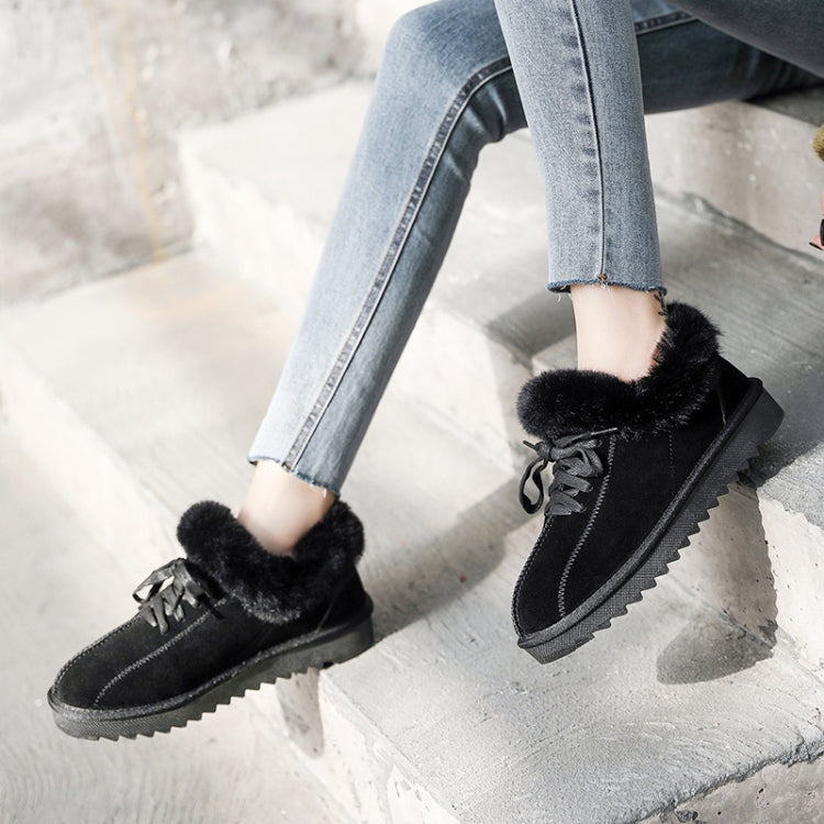 C12 Autumn and Winter Plush Warm Lace-up Snow Boots Casual Cotton Shoes, Size: 37