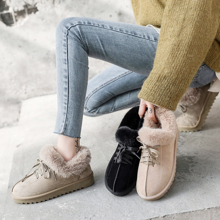 C12 Autumn and Winter Plush Warm Lace-up Snow Boots Casual Cotton Shoes, Size: 37