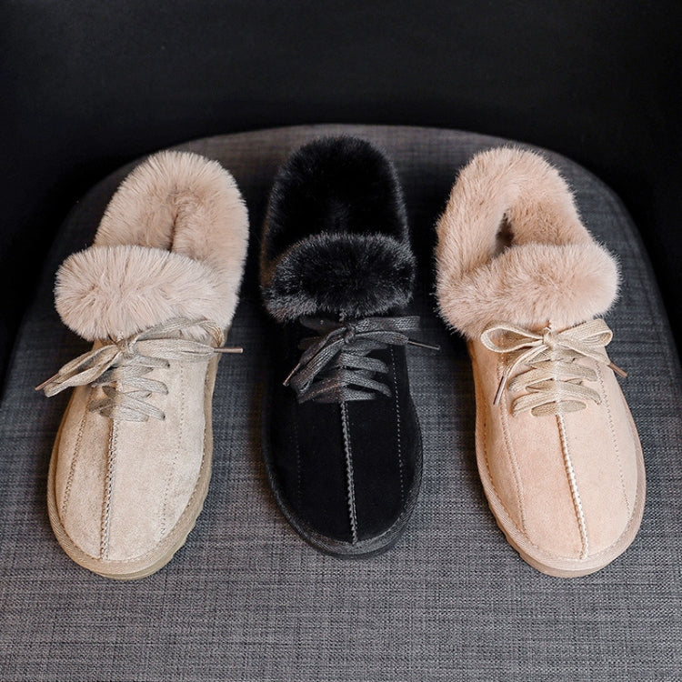 C12 Autumn and Winter Plush Warm Lace-up Snow Boots Casual Cotton Shoes, Size: 38