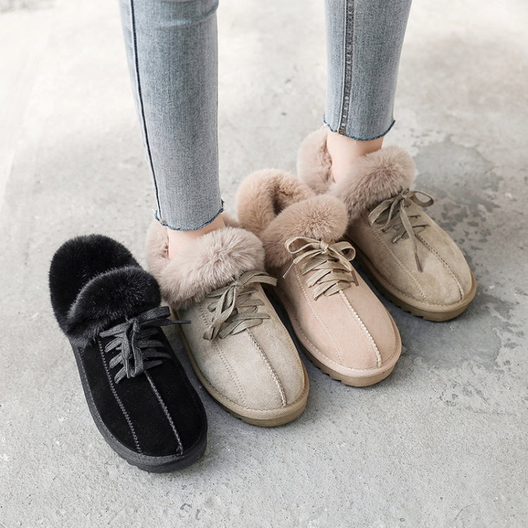 C12 Autumn and Winter Plush Warm Lace-up Snow Boots Casual Cotton Shoes, Size: 38