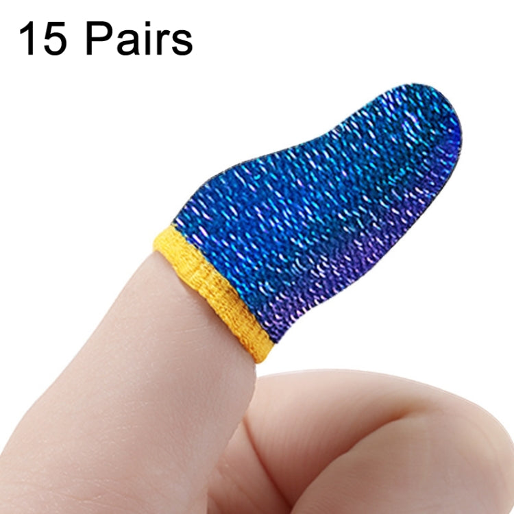 15 Pairs  18 Needles Gaming Finger Glove Anti-sweat and Non-slip Glove,Color: Copper Blue Yellow Trim