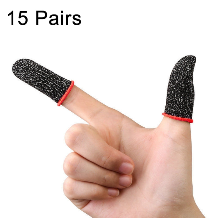 15 Pairs  18 Needles Gaming Finger Glove Anti-sweat and Non-slip Glove,Color: Silver Fibre Red Trim