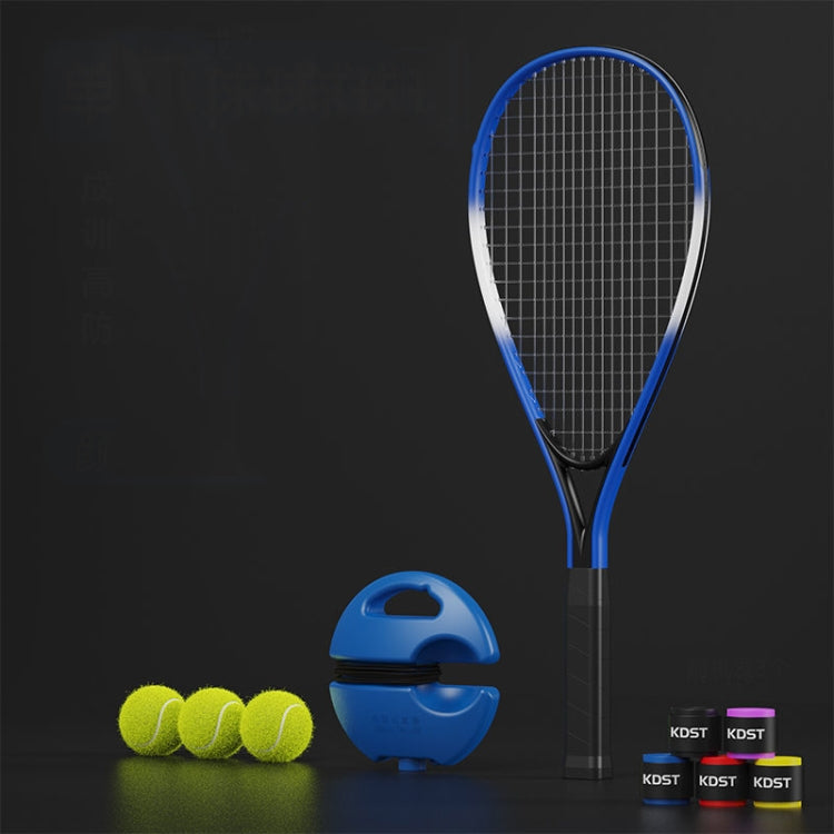 Tennis Racket Trainer Beginner Serve Rebound Tennis Racket Set Single(Racketx1+Basex1+Tennisx3+Hand Rubberx3)