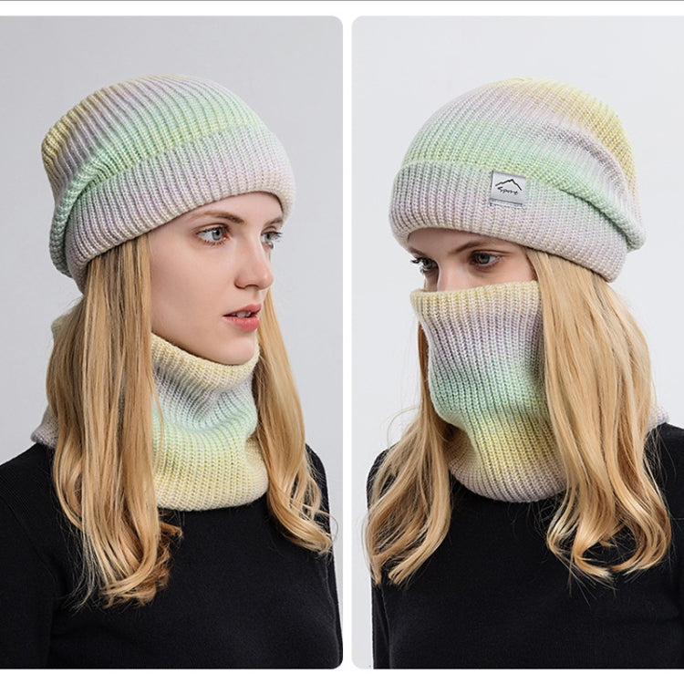 Autumn and Winter Gradient Colour Thickening Scarf Wool Cap Kit