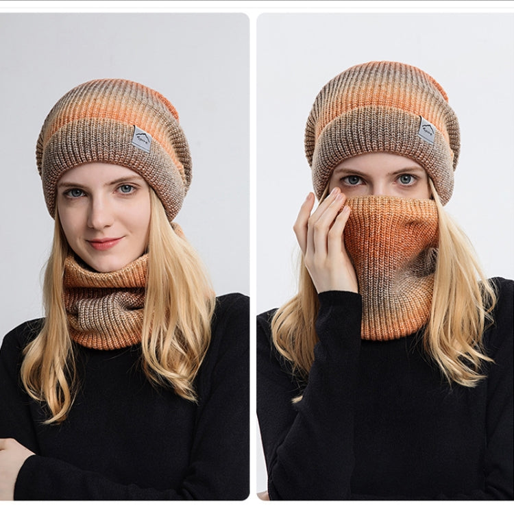Autumn and Winter Gradient Colour Thickening Scarf Wool Cap Kit