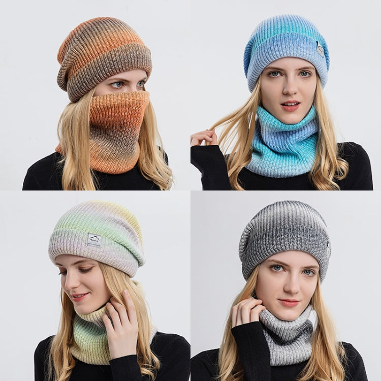 Autumn and Winter Gradient Colour Thickening Scarf Wool Cap Kit