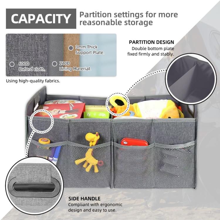 Car Trunk Folding Oxford Fabric Storage Bag - Gray