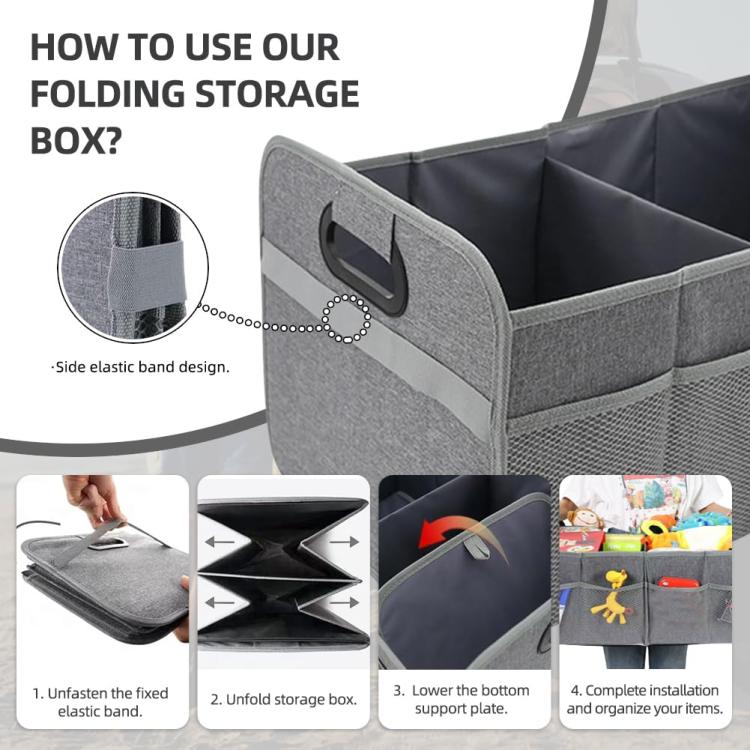 Car Trunk Folding Oxford Fabric Storage Bag - Gray