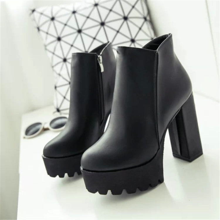 Autumn And Winter Thick And High Heeled Warm Low Boots For Ladies, Size: 3