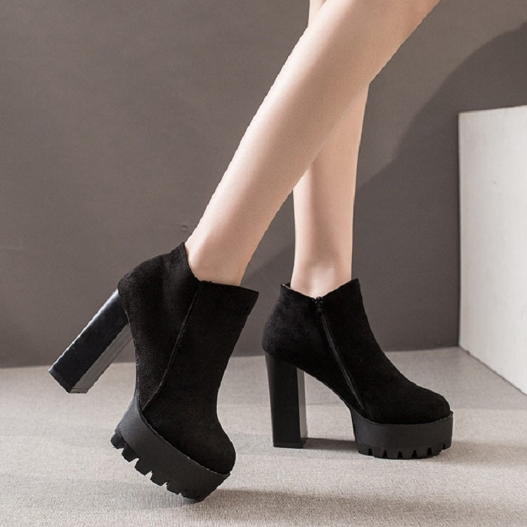 Autumn And Winter Thick And High Heeled Warm Low Boots For Ladies, Size: 3