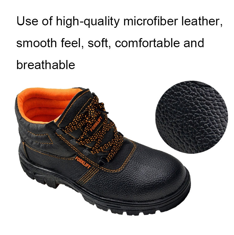 215 Microfiber Leather Anti-puncture Wear-resistant Work Shoes Smash-proof Oil-resistant Safety Shoes, Spec: High-top (38)