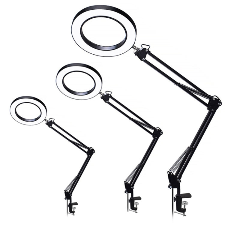 5X Magnifying Glass LED Folding Long Arm Clip Light Eye-protection USB Reading Lamp, Size: Small(Black)