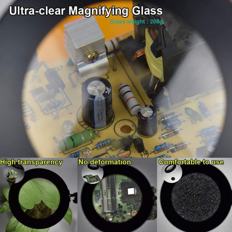 5X Magnifying Glass LED Folding Long Arm Clip Light Eye-protection USB Reading Lamp, Size: Small(Black)