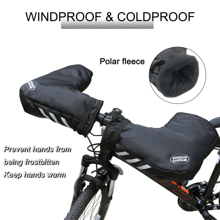 Winter Warm Cycling Glove Men Women Wind Rainproof Reflective Handlebar Mittens(Black)