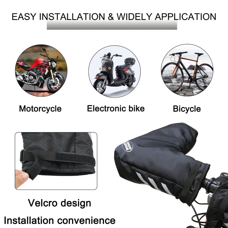 Winter Warm Cycling Glove Men Women Wind Rainproof Reflective Handlebar Mittens(Black)