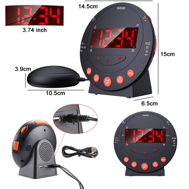 TS-BC600 Powerful Vibrating Digital Alarm Clock For The Hearing-impaired Elderly