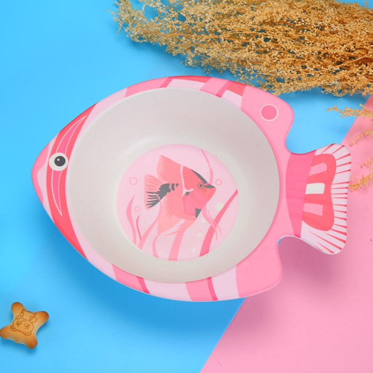 HY-019 Cartoon Animal Shape Bamboo Fiber Children Tableware Bowl, Style: Pink Fish