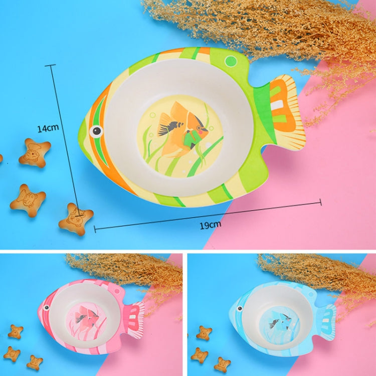 HY-019 Cartoon Animal Shape Bamboo Fiber Children Tableware Bowl, Style: Green Fish