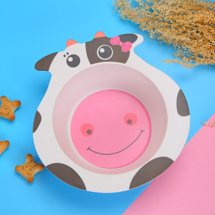 HY-019 Cartoon Animal Shape Bamboo Fiber Children Tableware Bowl, Style: Dairy Cows