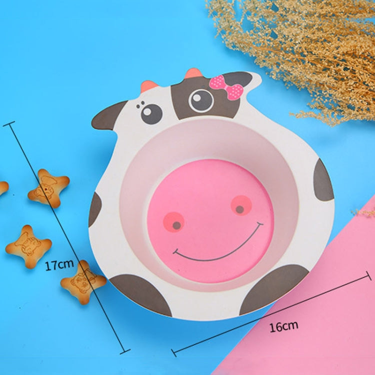 HY-019 Cartoon Animal Shape Bamboo Fiber Children Tableware Bowl, Style: Dairy Cows