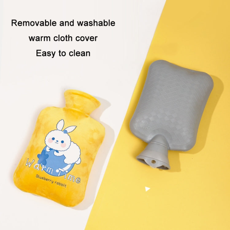 Cartoon Velvet Cover Thickened Explosion-Proof PVC Water-Filled Hot Water Bag, Color: 2000ML Milky White